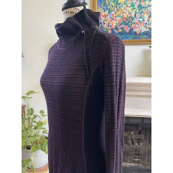 Prana Kelland Wool Blend Plum Burgundy Stripe Sweater Knit Long Sleeves Medium - Picture 5 of 12